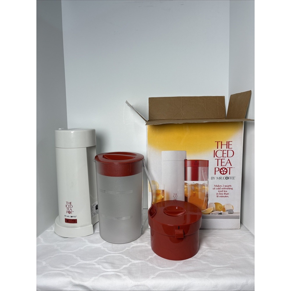 Mr. Coffee The Iced Tea Pot TM1 Electric Maker Pitcher Brew Basket Red Complete